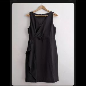 NWT J.Crew 365 Black Faux Wrap Side Ruffle Dress 6